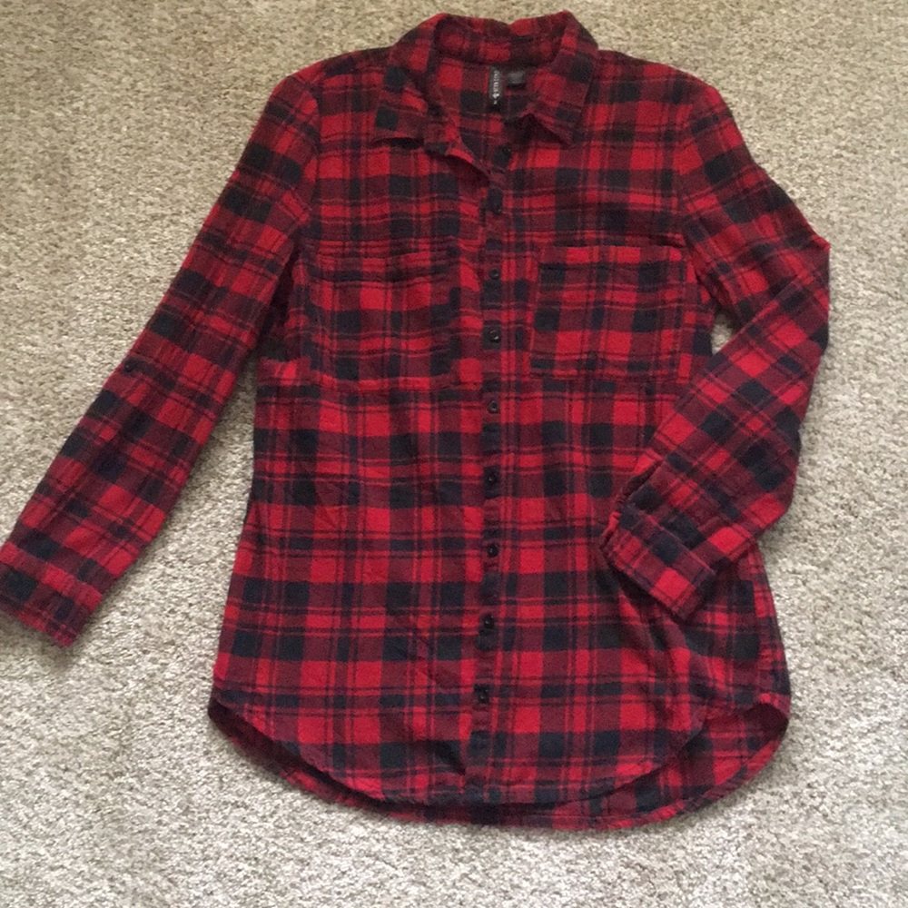 Black and Red Button Up Flannel